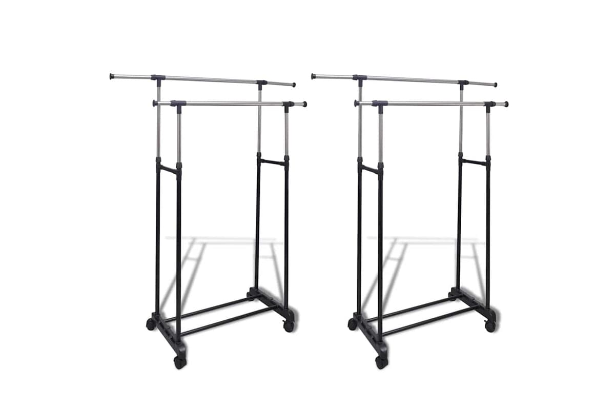 Vidaxl 270182 Adjustable Clothes Racks 2 Pcs 2 Hanging Rails