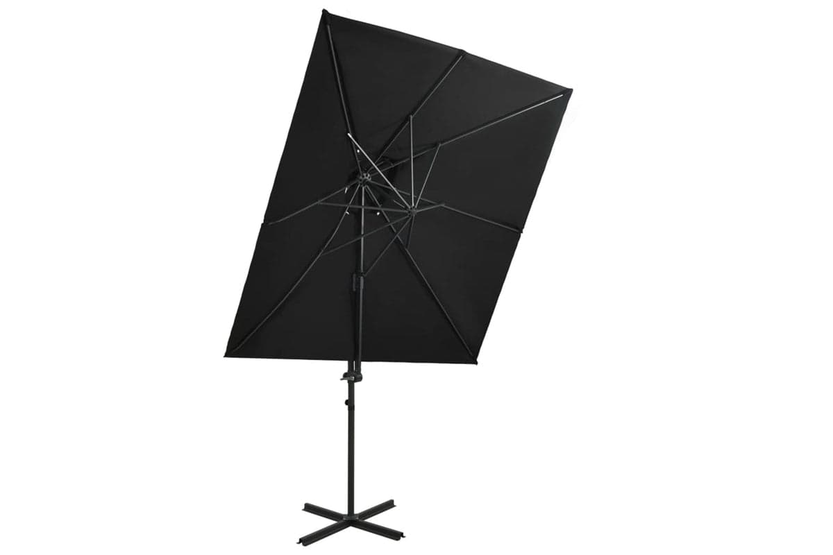 vidaXL 312364 Cantilever Umbrella With Double Top Black 250x250cm