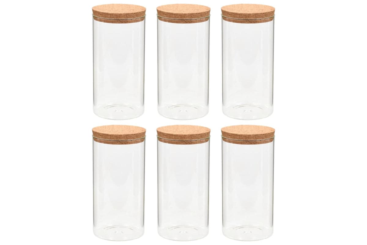 Vidaxl 50840 Storage Glass Jars With Cork Lid 6 Pcs 1100 Ml