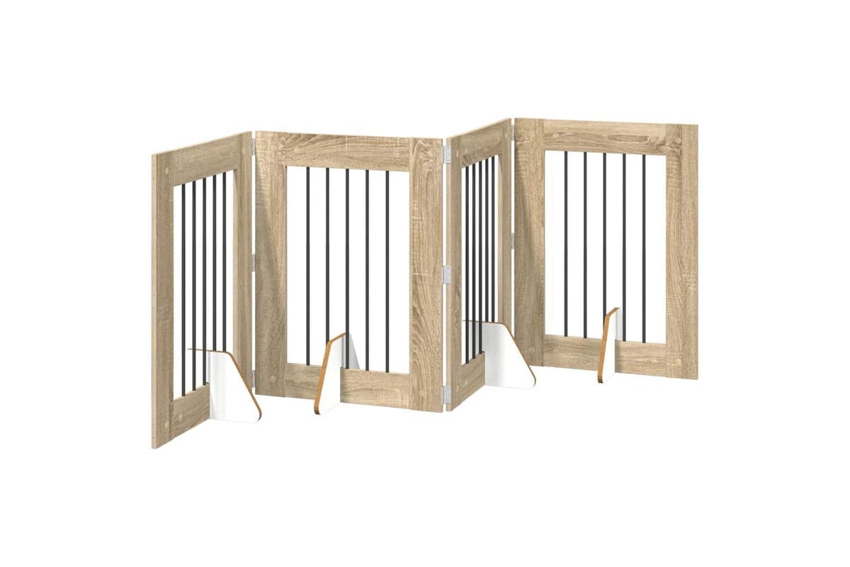 Vidaxl Foldable Dog Gate With Stands 4 Pcs Sonoma Oak 241 Cm