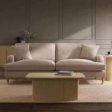 Beige Woven Fabric 3 Seater Sofa - Payton