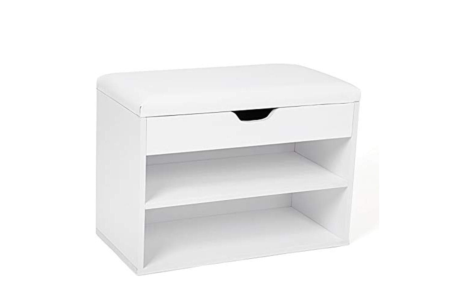 Vasagle LHS20WT Padded Shoe Bench 2 Compartments | White