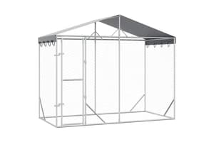 Vidaxl Outdoor Dog Kennel With Roof Silver 3x1.5x2.5 M Galvanised Steel