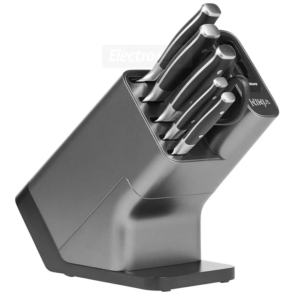 Ninja Foodi StaySharp Knife Block with Integrated Sharpener | 6 Piece Set