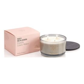 French Linen Water 560G Luxury 3 Wick Candle & Lid