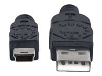 MANHATTAN - USB-A to Mini-USB Cable, 1.8m, Male to Male, Black, 480 Mbps (USB 2.0), Hi-Speed USB, Lifetime Warranty, Polybag - USB cable - USB to mini-USB Type B - 1.8 m