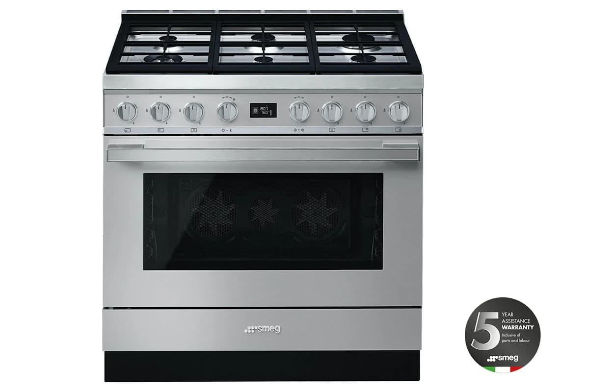 Smeg Portofino 90cm Dual Fuel Range Cooker | CPF9GPX | Stainless Steel