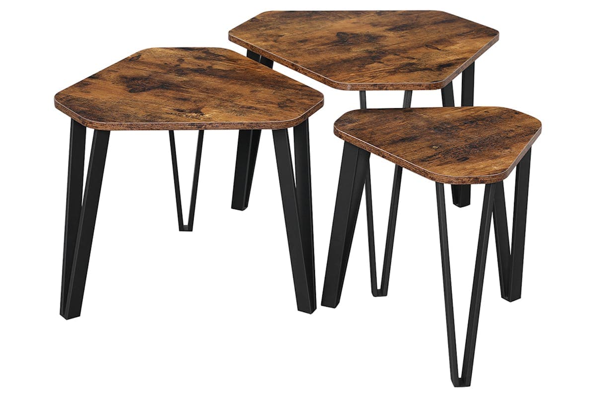Vasagle Nesting Coffee Table | Set of 3 | Rustic Brown/Black