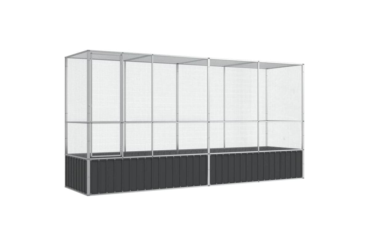 Vidaxl Aviary With Extension Silver 4185x107x212 Cm Steel