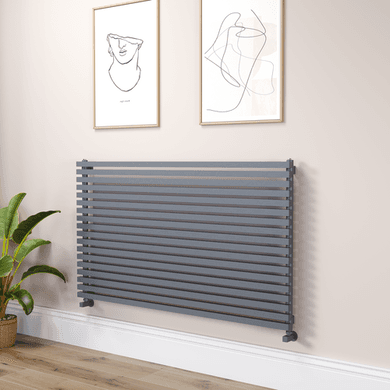 Ravello Linea Dark Grey Anthracite Square Designer Radiator 810x1400mm Single Panel 5235 BTU - Horizontal Bars