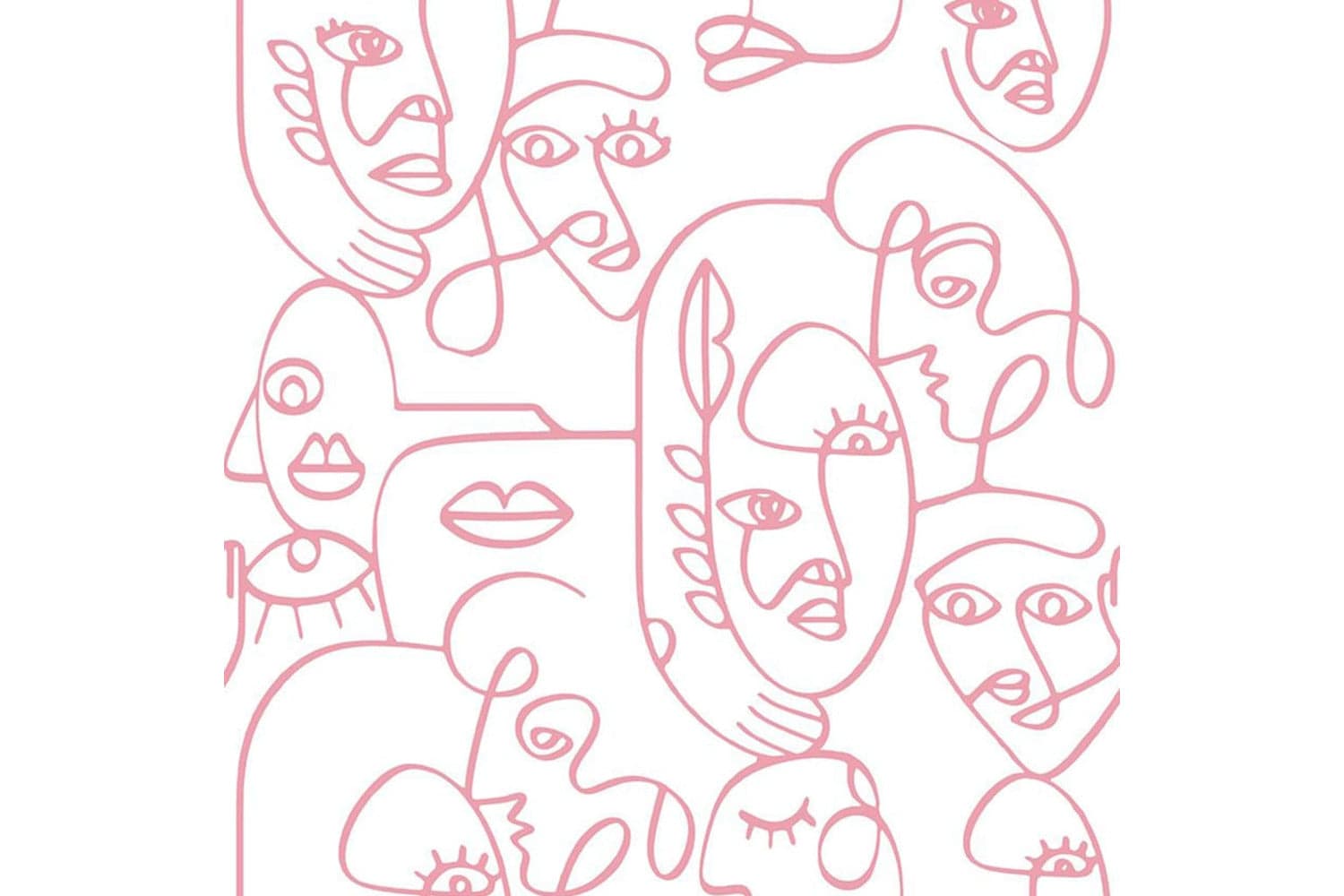 Noordwand 444843 Wallpaper Friends & Coffee Line Art Faces White And Pink