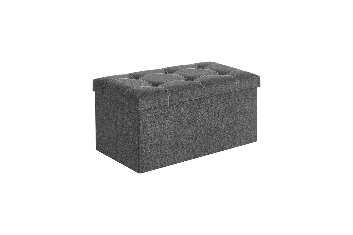 Songmics Foldable Storage Ottoman Bench | Dark Gray