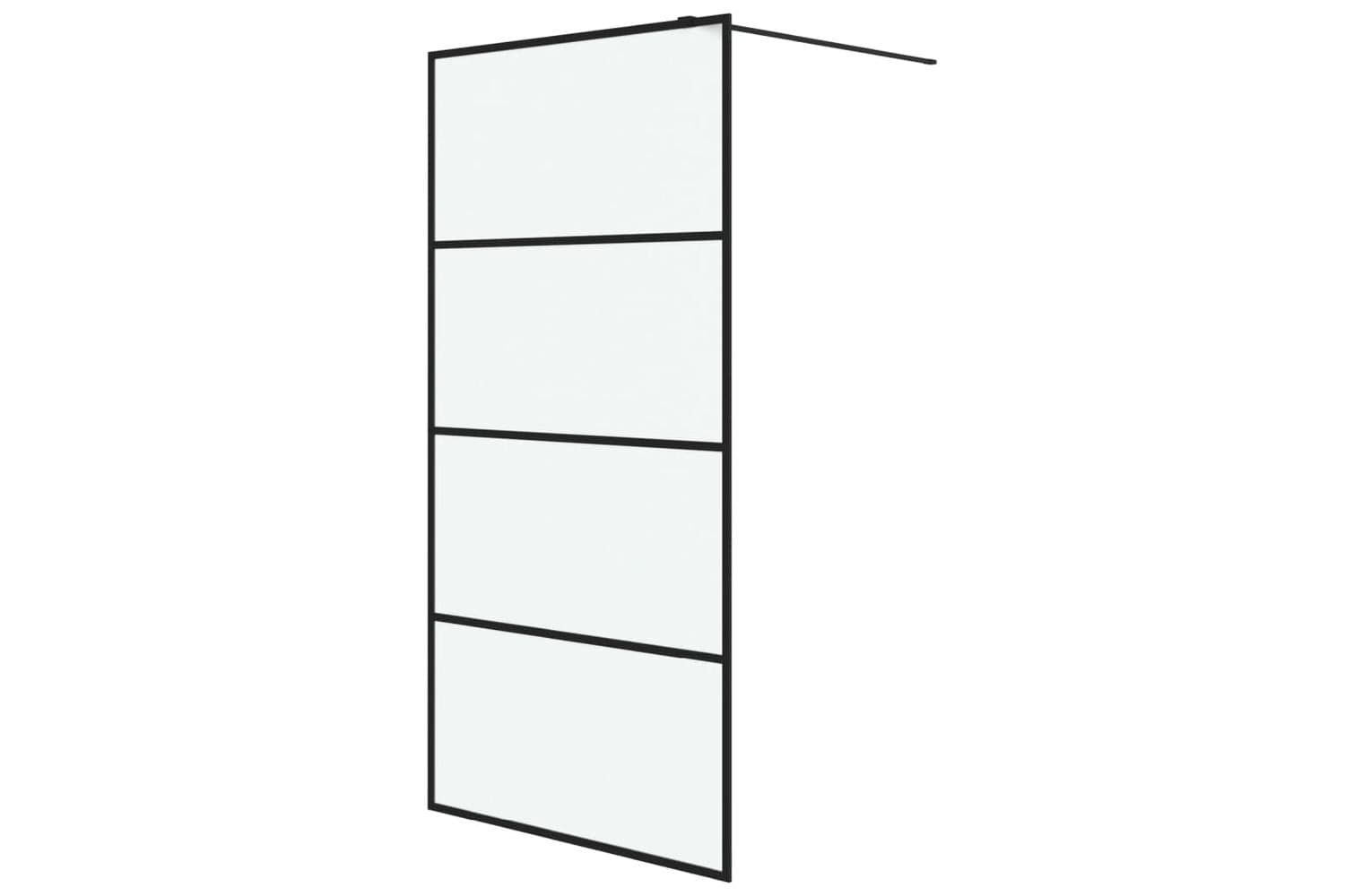 vidaXL 152132 Walk-in Shower Wall Black 100x195cm Frosted Esg Glass