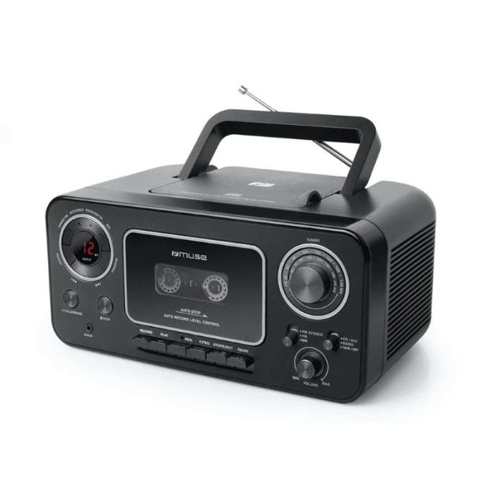 Muse M182RDC, Stereo Radio CD Cassette Recorder, Black