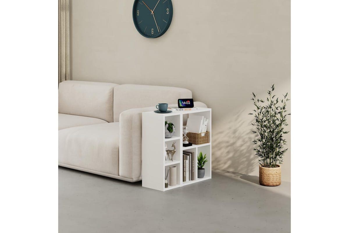 Decortie Modern Combayn 3 Cube Book Shelf | Low Standing | White | Small