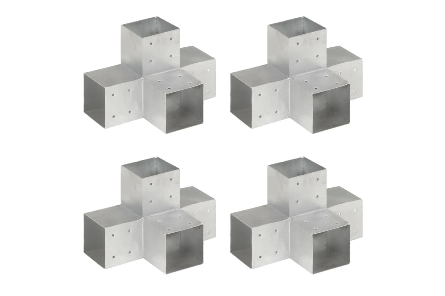 vidaXL 145484 Post Connectors 4 Pcs X Shape Galvanised Metal 101x101mm
