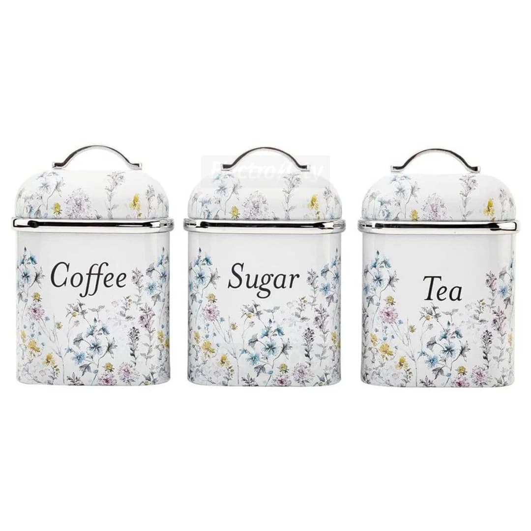 Laura Ashley Set of 3 Storage Canisters with Removable Lids | Wild Meadow Floral