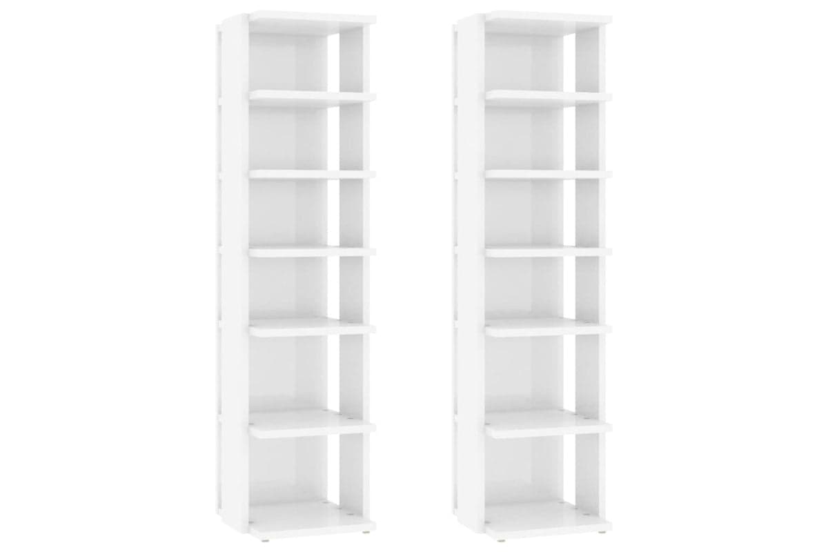 vidaXL 808498 Shoe Cabinets 2 Pcs High Gloss White 27.5x27x102cm