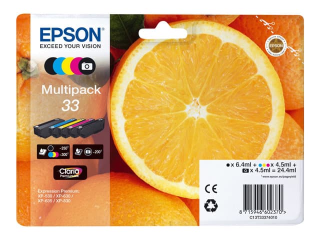 EPSON - 33 Multipack - 5-pack - black, yellow, cyan, magenta, photo black - original - ink cartridge