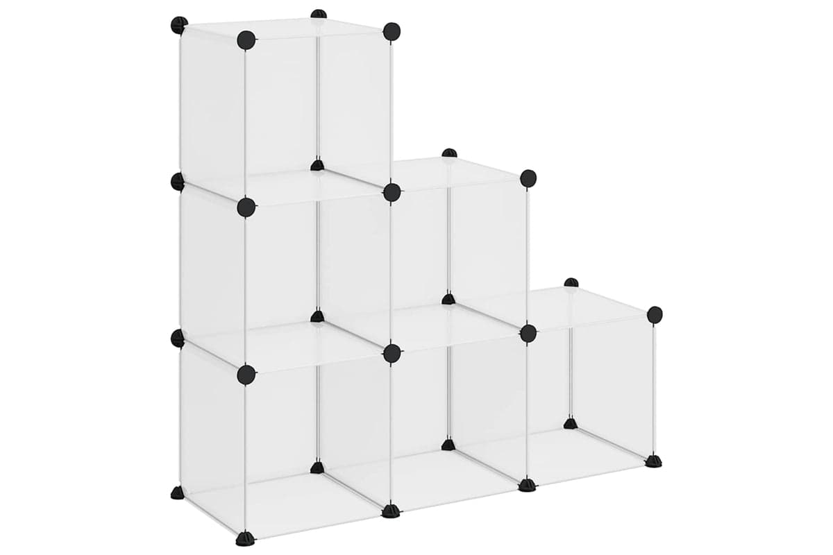 Vidaxl 340552 Storage Cube Organiser With 6 Cubes Transparent Pp