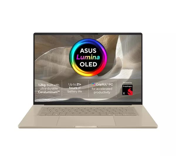ASUS Zenbook A16 16" Laptop, Copilot+ PC – Snapdragon X, 512 GB SSD, Beige
