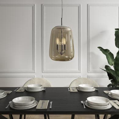 Cascina Smoked Glass Pendant Chandelier