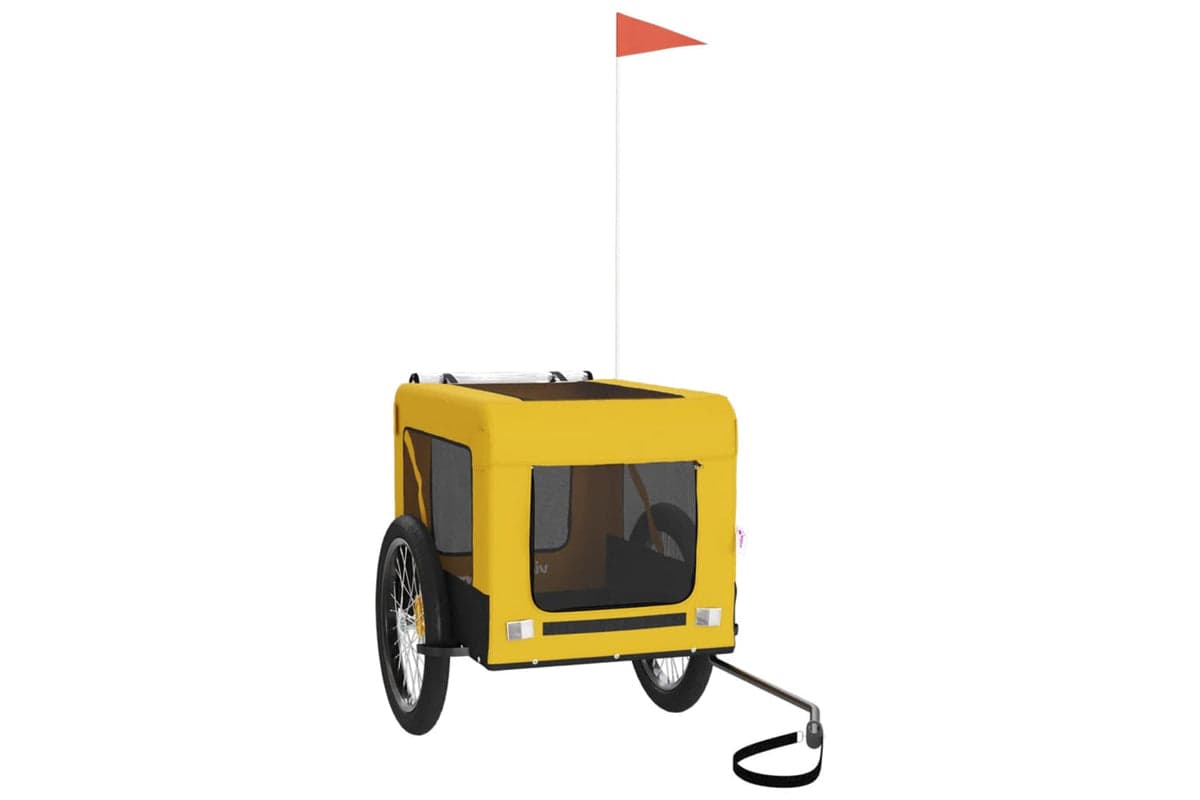 Vidaxl 93924 Pet Bike Trailer Yellow And Black Oxford Fabric&iron