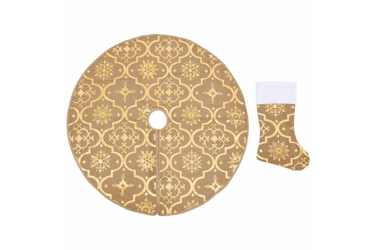 Vidaxl Luxury Christmas Tree Skirt With Sock Yellow 150 Cm Fabric