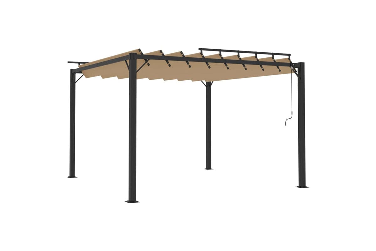 Vidaxl Gazebo With Louvered Roof 3x3 M Taupe Fabric And Aluminium