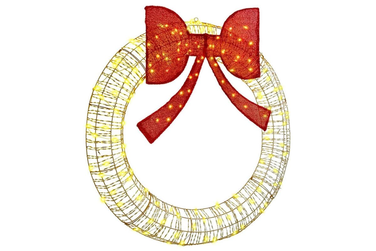 Vidaxl Wreath With 150 Leds Warm White 120 Cm Pet