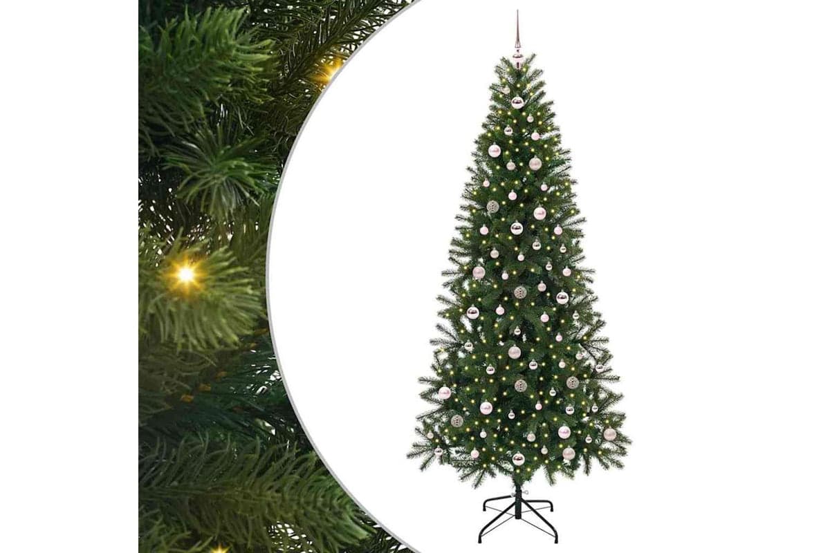 Vidaxl Artificial Christmas Tree With 300 Leds Green 240 Cm Pe And Pvc
