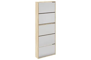 vidaXL 273937 Shoe Cabinet 5-layer Mirror Oak 63x17x169.5cm