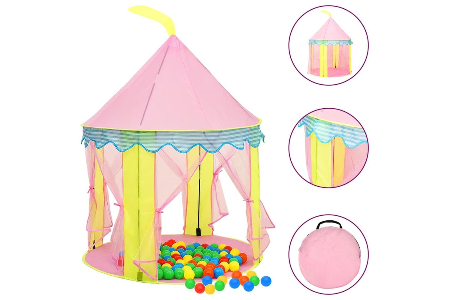 vidaXL Children Play Tent With 250 Balls Pink