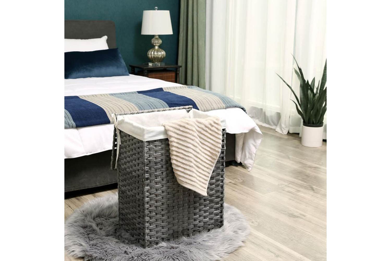 Songmics LCB51WG Handwoven Laundry Basket | Gray