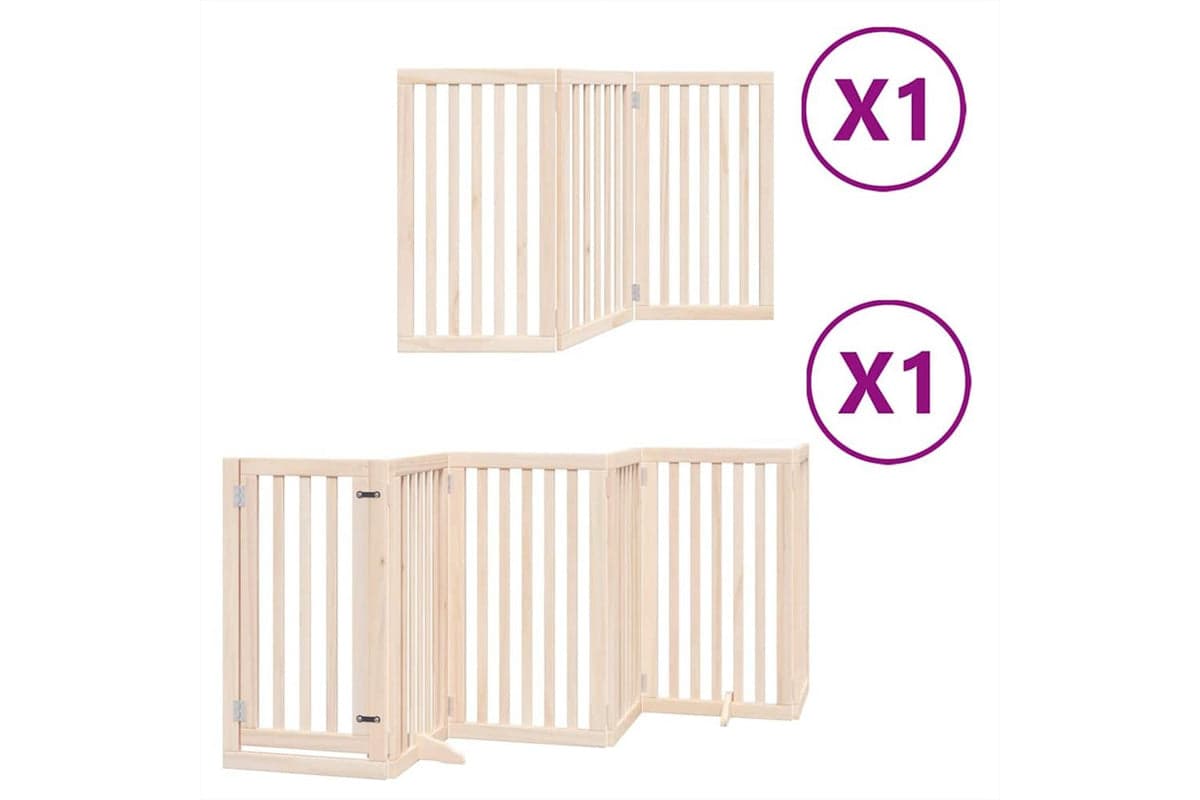Vidaxl Dog Gate With Door Foldable 9 Panels 450 Cm Poplar Wood