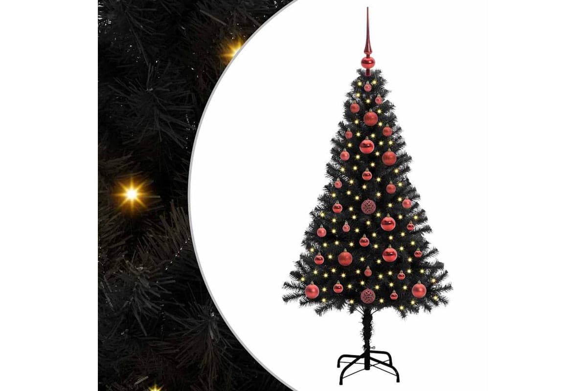 Vidaxl Christmas Tree With 150 Leds With Stand Black 120 Cm Pvc