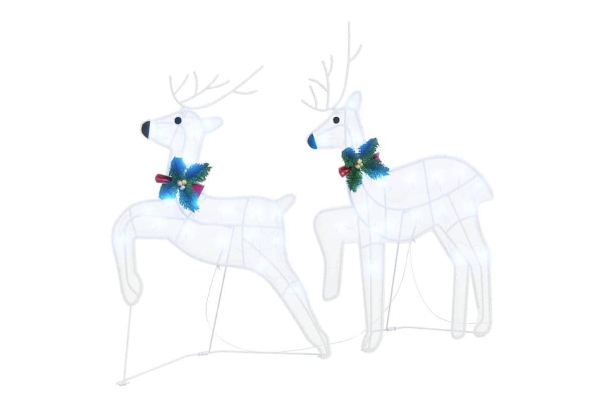 Vidaxl Led Reindeers 2 Pcs Cold White Fabric