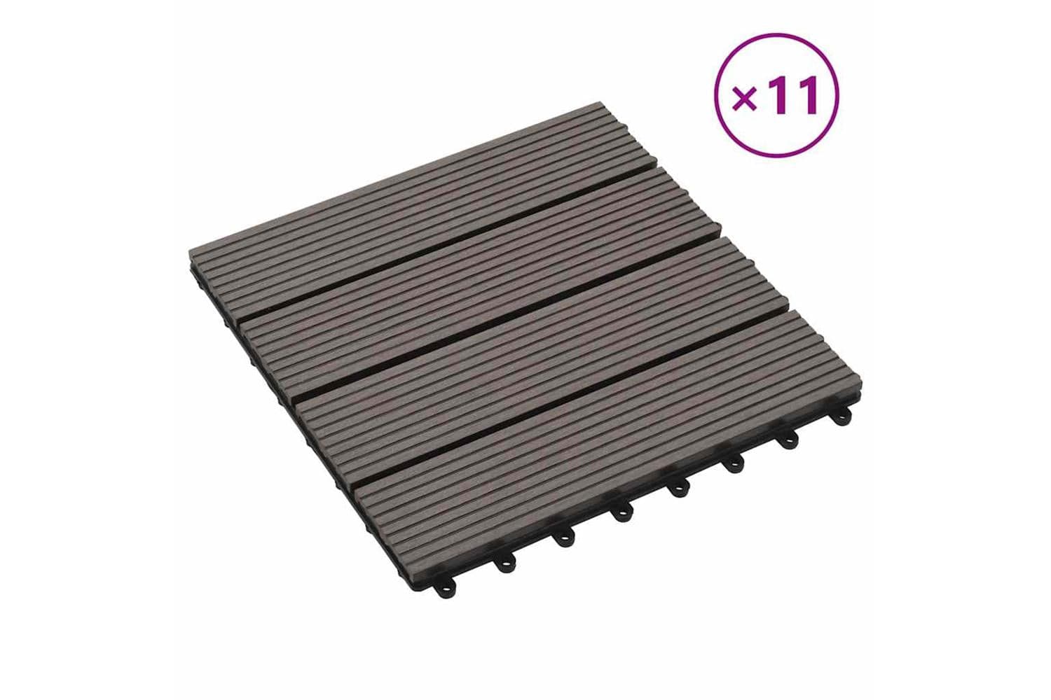 vidaXL 45025 11 Pcs Decking Tiles Wpc 30x30cm 1 Sqm Dark Br