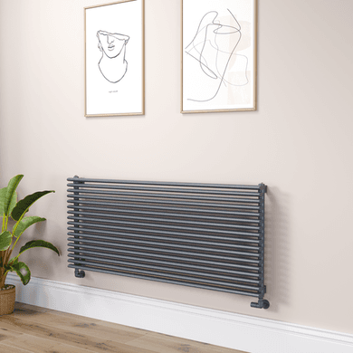 Ventura Linea Dark Grey Anthracite Oval Unique Designer Radiator 595x1400mm Single Panel 4498 BTU - Horizontal Bars
