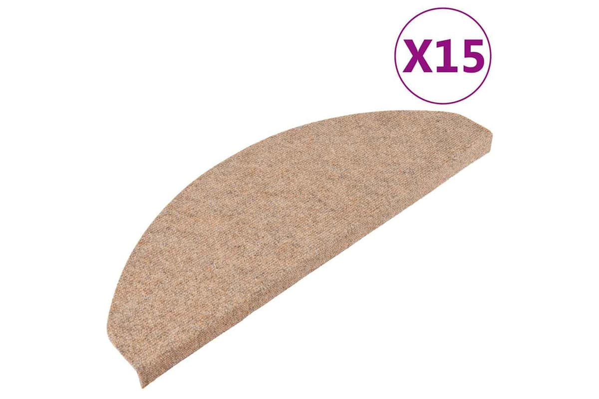 vidaXL 136394 Stair Mats Self-adhesive 15 Pcs 65x22.5x3.5cm Beige