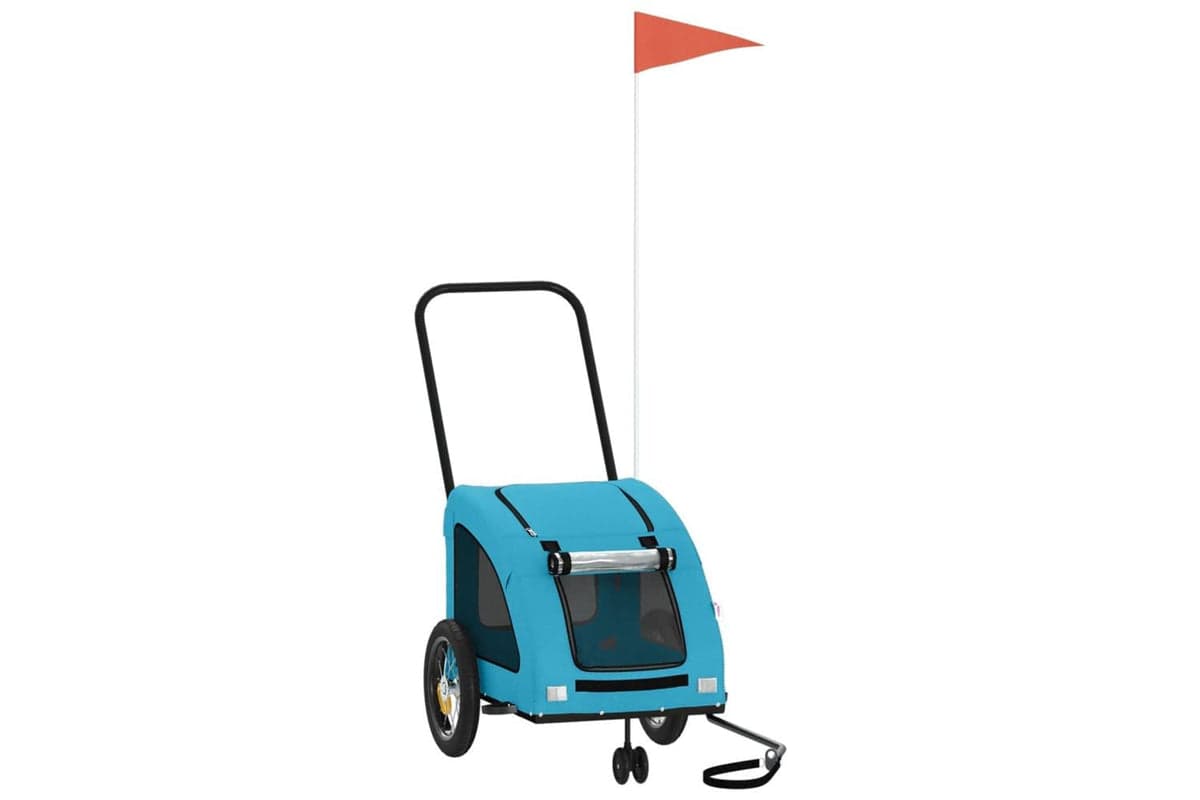 Vidaxl Pet Bike Trailer Blue Oxford Fabric And Iron