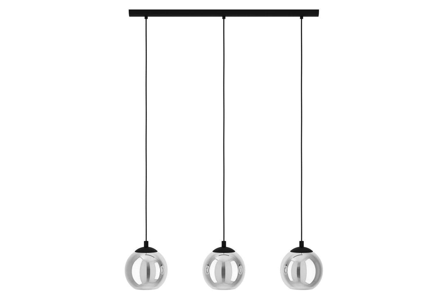 Eglo | Ariscani Smoked Black Glass 3-light Pendant Light | Black