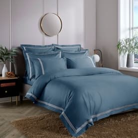 Triple Row Cord Duvet Cover Teal/White