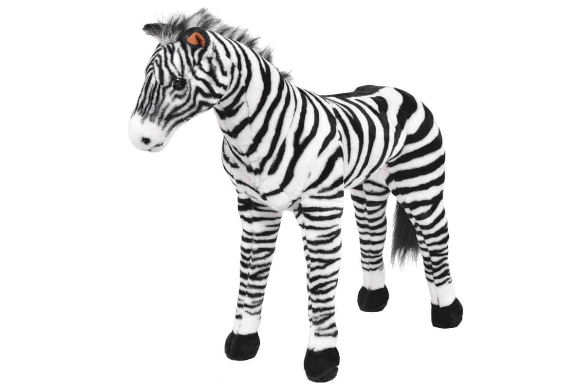 vidaXL 91335 Standing Plush Toy Zebra Black And White Xxl
