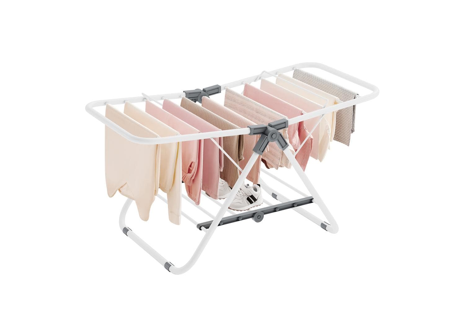 Small Laundry Airer | Foldable 2-level Clothes Drying Rack | Metal | 44 X 101 X 54 Cm