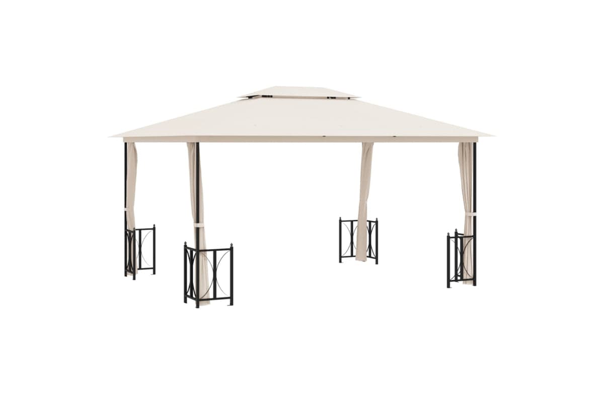 Vidaxl 318543 Gazebo With Sidewalls&double Roofs 3x4 M Cream