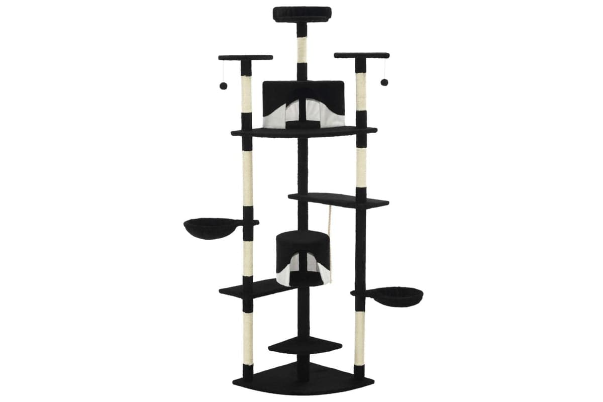 Cat Tree With Sisal Scratching Posts 203 Cm Black And White