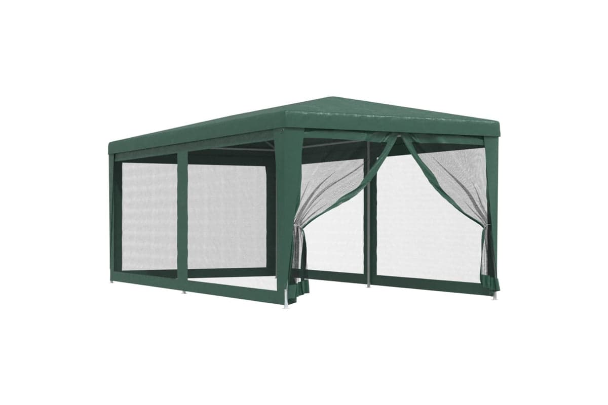 Vidaxl 319238 Party Tent With 6 Mesh Sidewalls Green 3x6 M Hdpe