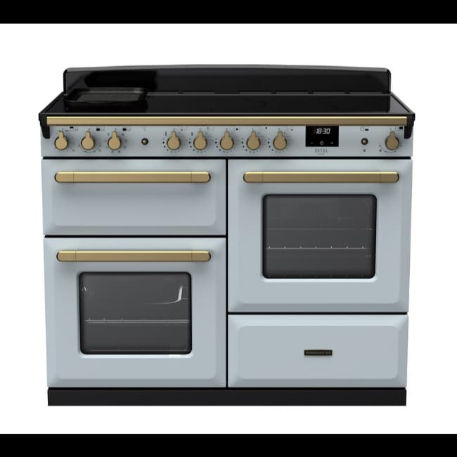 Rangemaster Estel Deluxe 110 Induction Range Cooker - Misty Blue & Brass | ESDLO110EIPMSB-AB
