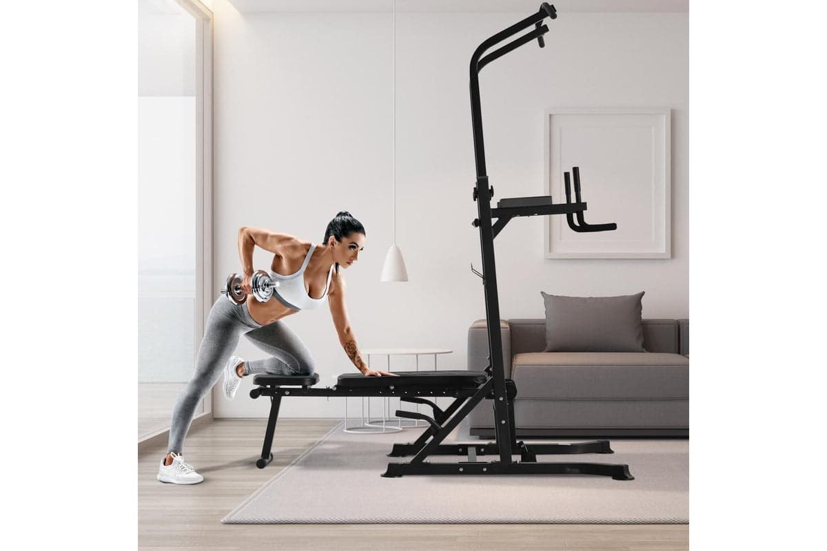 Homcom Adjustable Multi Function Dip Stands | Black